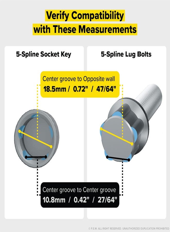 StanceMagic 5 Spline Socket Key for Lug Bolts Only - Rust-Resistant Alloy Steel - NOT FOR LUG NUTS - 1 Piece - Image 2